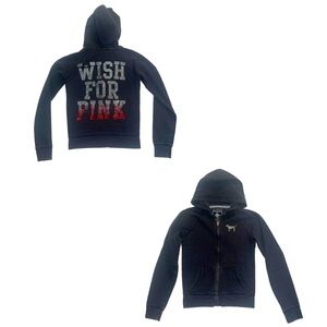 Y2K Victoria’s Secret Pink “Wish For Pink” Bling Hoodie, size xs